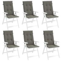 VidaXL Stoelkussens 6 st hoge rug 120x50x4 cm stof donkergrijs - thumbnail