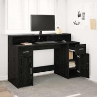 Bureau met lade Zwart eiken 140 x 55 x 91 cm Bewerkt hout - thumbnail
