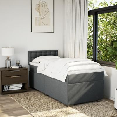 Boxspring met matras stof donkergrijs 90x190 cm