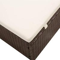 Ligbed met luifel en kussen poly rattan bruin - thumbnail