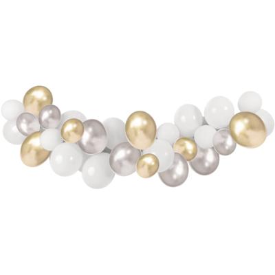 Ballonboog Set Bruiloft Wit/Goud/Zilver (3m)