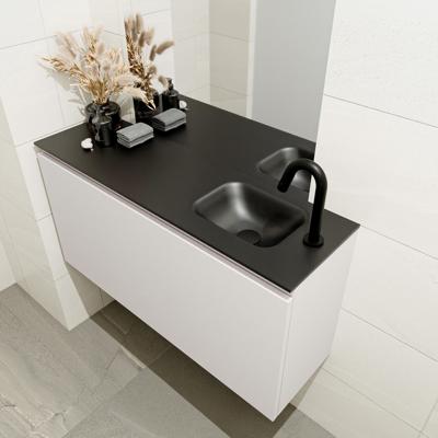 MONDIAZ OLAN 100cm toiletmeubel linen. LEX wastafel urban rechts 1 kraangat