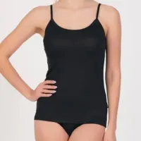 Boru Bamboo 2-pack dames spaghetti hemd - Hemdjes dames - Zwarte en witte hemdjes met smalle bandjes - thumbnail