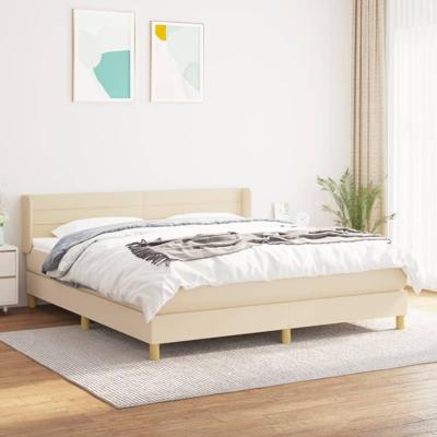 Boxspring met matras stof crèmekleurig 160x200 cm