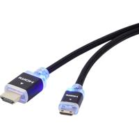 HDMI Aansluitkabel [1x HDMI-stekker - 1x HDMI-stekker C mini] 1.50 m Zwart SpeaKa Professional Met LED, Ultra HD-HDMI, Vergulde steekcontacten, Audio Return - thumbnail