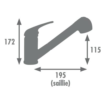 Keukenmengkraan - BAGO - Uittrekbare 2-straals sproeier - Matzwart - Klassiek design - Eenvoudige installatie