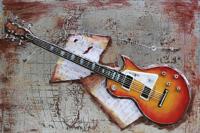 Schilderij - Metaalschilderij - Elektrische Gitaar, 120x80cm - thumbnail