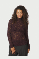 Neo Noir Blouse Liza Laceflower | Burgundy - thumbnail