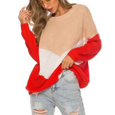 Scharnierend brei netto stiksels losse trui ronde hals Bottoming shirt voor vrouwen (kleur: rood maat: S)