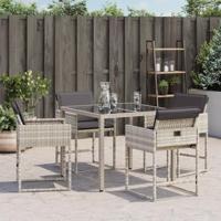 Tuinstoelen 4 st met kussens poly rattan lichtgrijs - thumbnail