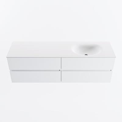 MONDIAZ VICA 160cm badmeubel onderkast Talc 4 lades. Wastafel MOON rechts 1 kraangat, kleur Talc.