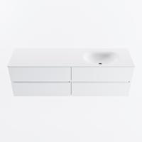 MONDIAZ VICA 160cm badmeubel onderkast Talc 4 lades. Wastafel MOON rechts 1 kraangat, kleur Talc. - thumbnail