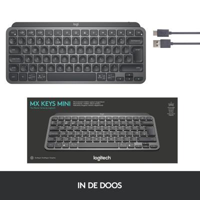 Logitech Wireless Keyboard - MX Keys Mini - GRAPHITE - Compact, Bluetooth, verlicht voor MAC, iOS, Windows, Linux, Android