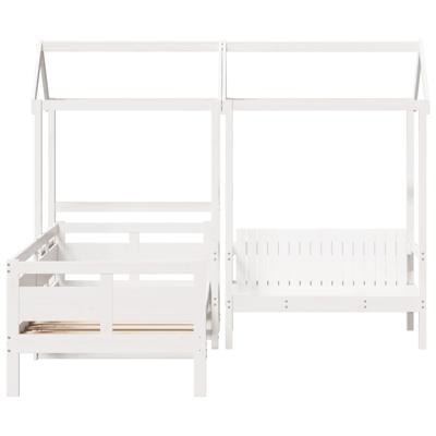 Kinderbed met huisje en bankje massief grenenhout wit 80x200 cm - thumbnail
