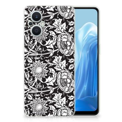 OPPO Reno8 Lite TPU Case Black Flowers OPPO Reno8 Lite TPU Case Black Flowers