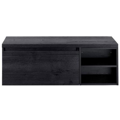 Frozen Badmeubelset 120 cm - Greeplijst in Kleur - Wastafel Regaalkast met Bovenblad Black Oak