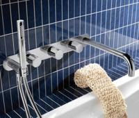 Douchekraan Hotbath Bro Inbouw Thermostatisch Vierkant Geborsteld Nikkel 3 Greeps - thumbnail