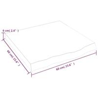 Wastafelblad 60x60x(2-6) cm behandeld massief hout donkerbruin - thumbnail