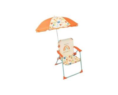 FUN HOUSE Fruity's Opvouwbare campingstoel met parasol - H.38.5 x B.38.5 x D.37.5 cm + parasol ø 65 cm - Voor kinderen