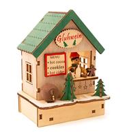 Small Foot houten decoratie kerstmarkt met lampjes, set van 3 - thumbnail