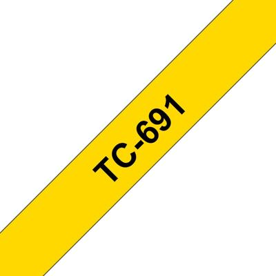 Brother TC-691 Labeltape Kunststof Tapekleur: Geel Tekstkleur: Zwart 9 mm 7.7 m