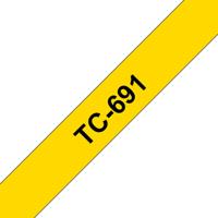 Brother TC-691 Labeltape Kunststof Tapekleur: Geel Tekstkleur: Zwart 9 mm 7.7 m - thumbnail