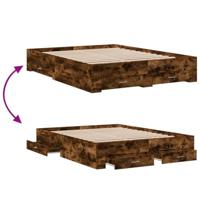 Bedframe met lades bewerkt hout gerookt eikenkleurig 150x200 cm - thumbnail