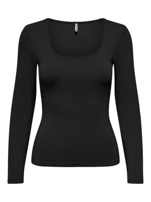 Only 15302647 Onlea L/s Deep Neck Top Jrs Noos T-shirt Lange Mouw Black