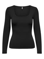 Only 15302647 Onlea L/s Deep Neck Top Jrs Noos T-shirt Lange Mouw Black - thumbnail