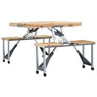 Campingtafel inklapbaar met 4 zitjes staal en aluminium - thumbnail