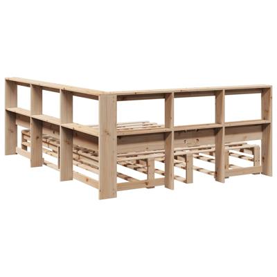 Bed met boekenkast zonder matras massief grenenhout 140x200 cm - thumbnail