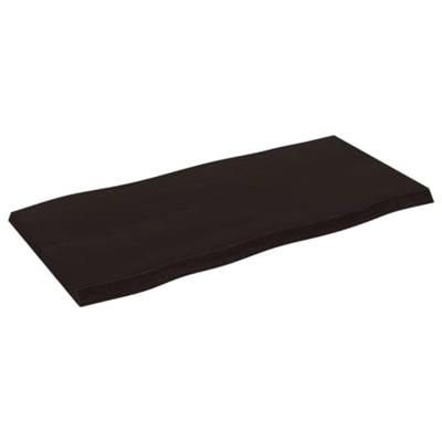 Tafelblad natuurlijke rand 100x50x(2-4)cm eikenhout donkerbruin