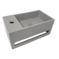 Fontein met Handdoekhouder BWS Betonlook 35.6x20.3x15.9 cm Grijs (kraangat links) - thumbnail