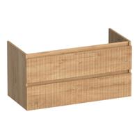 Brauer Joy Wavy - Onderkast - 100 cm - met 2 Softclose Lades Greeploos en 1 Sifon Uitsparing - Forest Tan - thumbnail