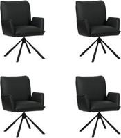Set van 4 Zwarte leren industriële draaibare eetkamerstoelen Elite - Toledo Leer Nero (zwart leer) - thumbnail