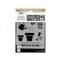 FolkArt • stencil bloempot x3 - thumbnail