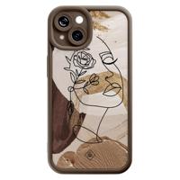 iPhone 15 bruine case - Abstract gezicht bruin - thumbnail