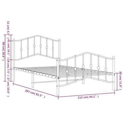 Bedframe met hoofd- en voeteneinde metaal zwart 107x203 cm