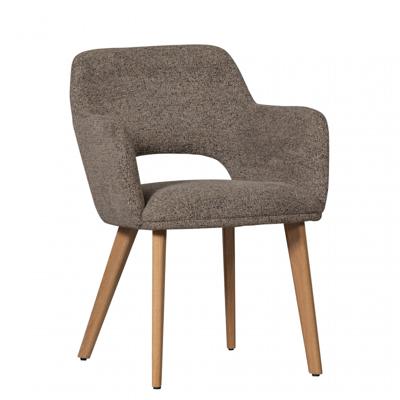 WOOOD Eetkamerstoel 'Murat' Chenille, kleur Taupe/Naturel