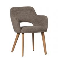 WOOOD Eetkamerstoel 'Murat' Chenille, kleur Taupe/Naturel - thumbnail