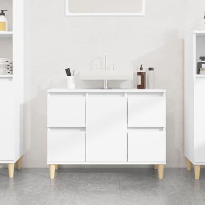 Wastafelkast 80x33x60 cm bewerkt hout wit Wastafelkast 80x33x60 cm bewerkt hout wit