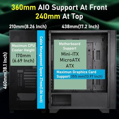 PC-behuizing - BITFENIX - Flow (zwart) - Medium tower - ATX-formaat - Zonder voeding