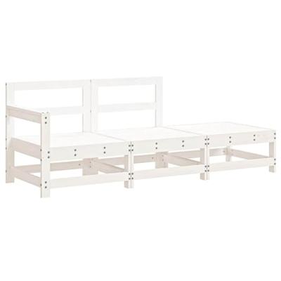 3-delige Loungeset met kussens massief hout wit