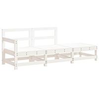 3-delige Loungeset met kussens massief hout wit - thumbnail