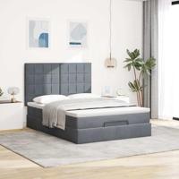 Ottoman bed met matrassen 140x200cm fluweel donkergrijs - thumbnail