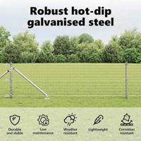 VidaXL Afrasteringspaal 13 pcs zilver staal - thumbnail