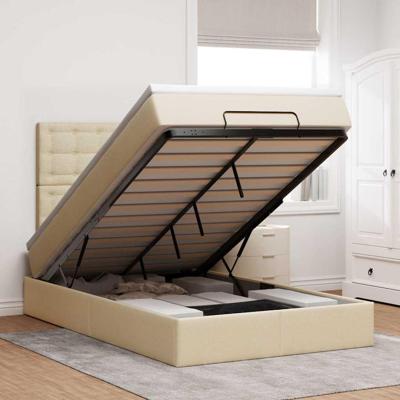 Ottoman bed met matras 120x200cm stof crèmekleurig