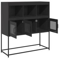 Dressoir 100,5x39x107 cm koudgewalst staal zwart - thumbnail