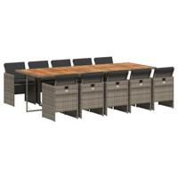 11-delige Tuinset met kussens poly rattan grijs - thumbnail