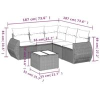 6-delige Loungeset met kussens poly rattan beige - thumbnail